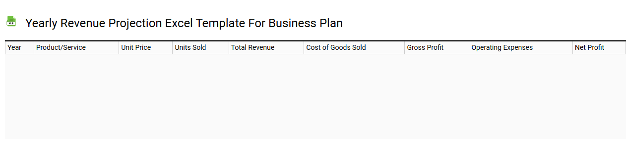Yearly revenue projection Excel template for business plan