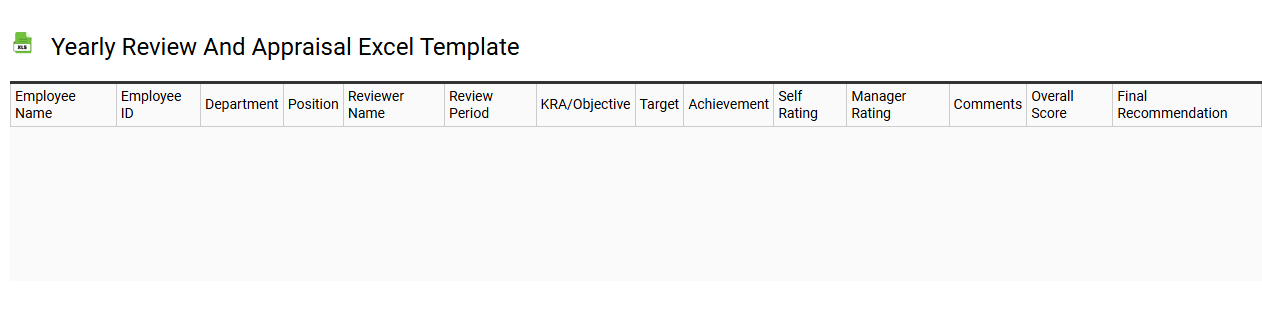 Yearly review and appraisal Excel template