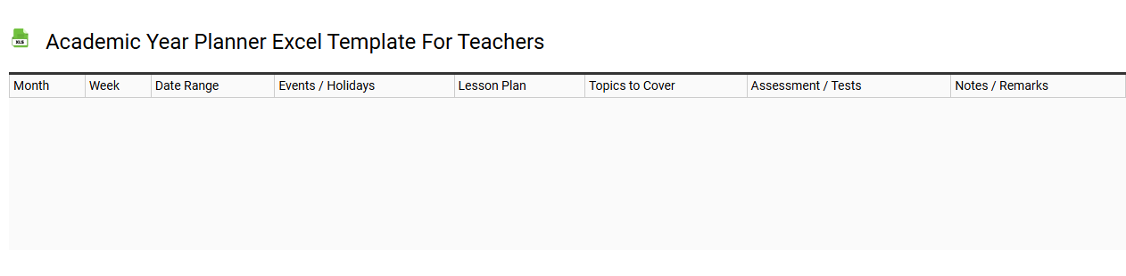 Academic year planner Excel template for teachers