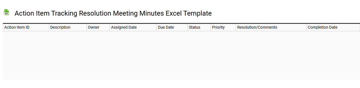 Action item tracking resolution meeting minutes Excel template