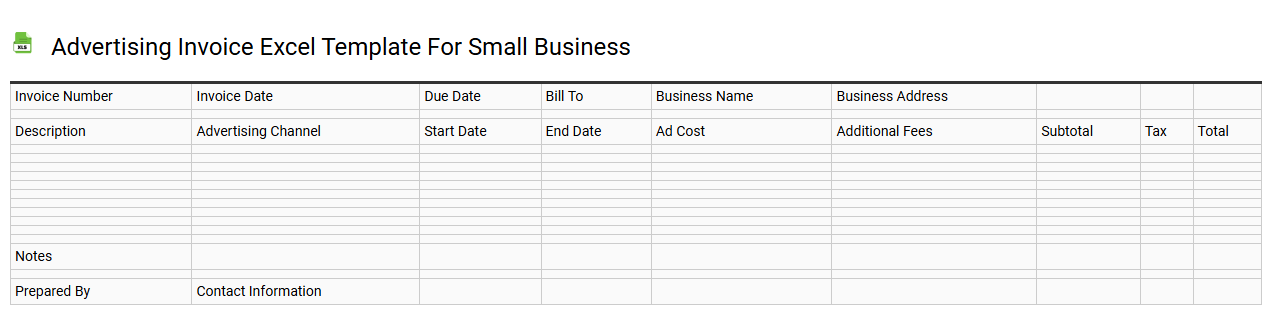 Advertising invoice Excel template for small business