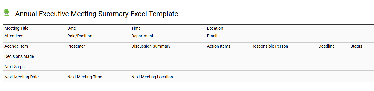 Annual executive meeting summary Excel template