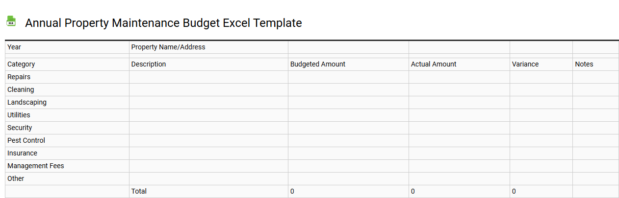 Annual property maintenance budget Excel template