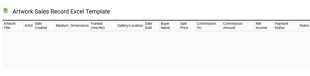 Artwork sales record Excel template
