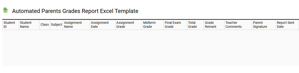 Automated parents grades report Excel template