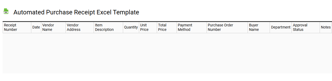 Automated purchase receipt Excel template