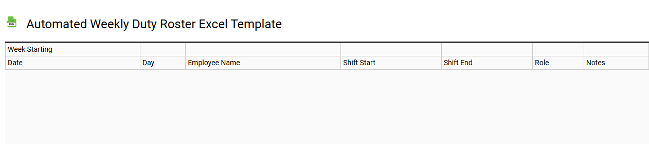 Automated weekly duty roster Excel template
