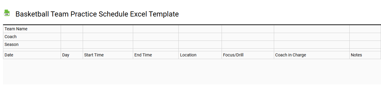 Basketball team practice schedule Excel template