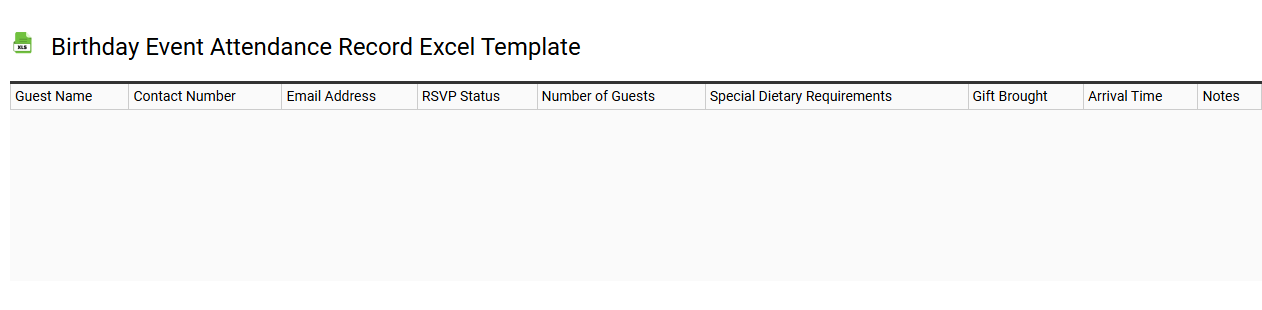 Birthday event attendance record Excel template