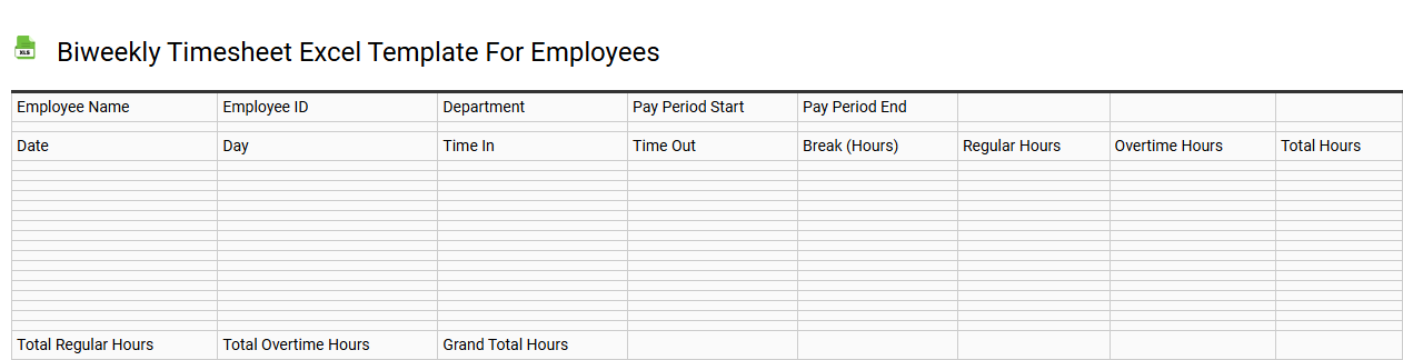 Biweekly timesheet Excel template for employees