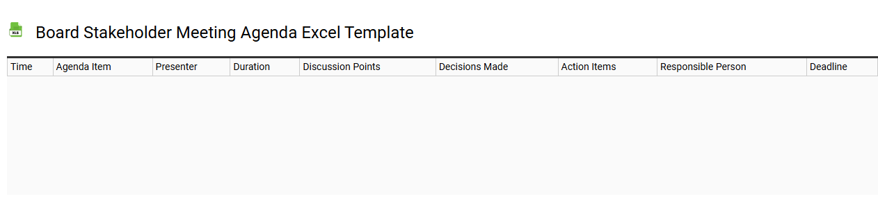 Board stakeholder meeting agenda Excel template