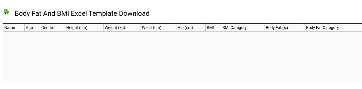 Body fat and BMI Excel template download