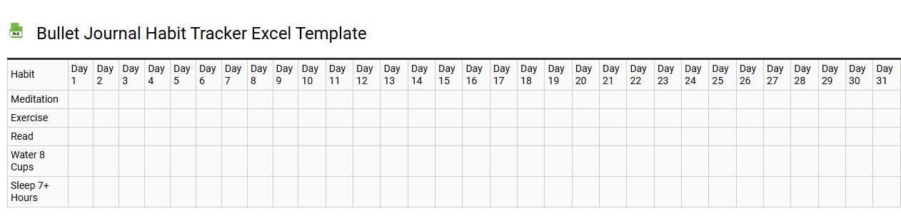 Bullet journal habit tracker Excel template