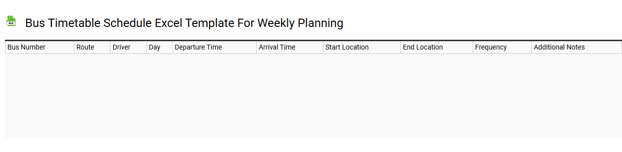 Bus timetable schedule Excel template for weekly planning