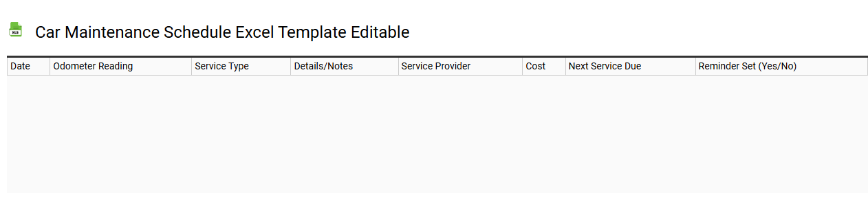 Car maintenance schedule Excel template editable