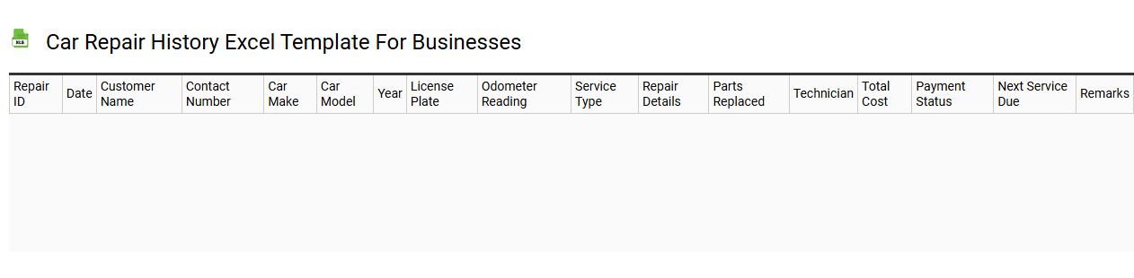 Car repair history Excel template for businesses