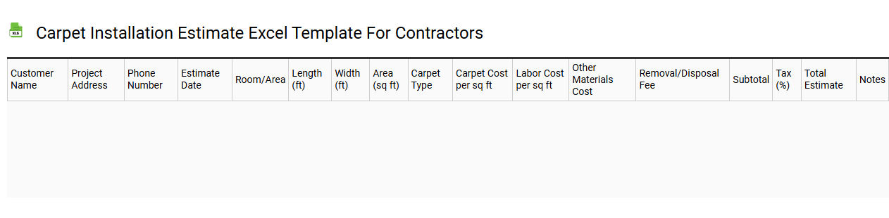 Carpet installation estimate Excel template for contractors