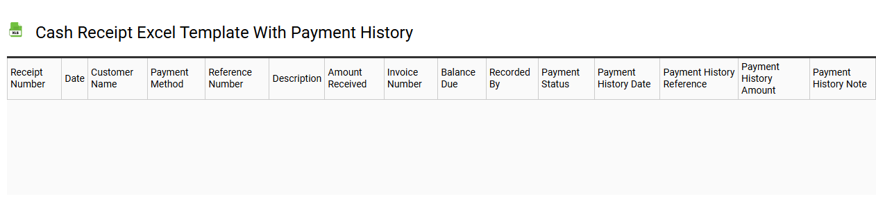 Cash receipt Excel template with payment history