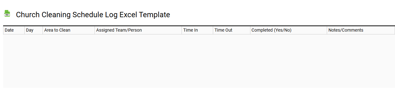 Church cleaning schedule log Excel template