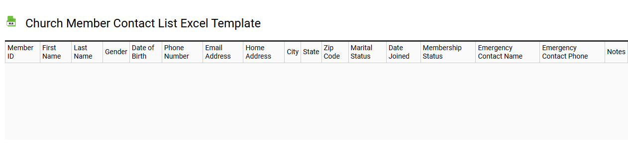 Church member contact list Excel template