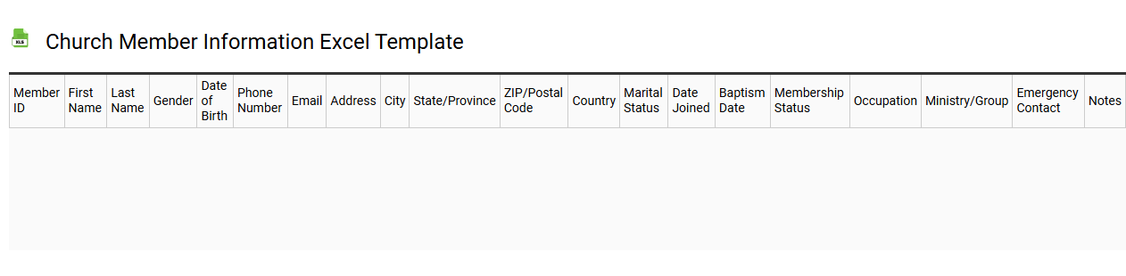 Church member information Excel template