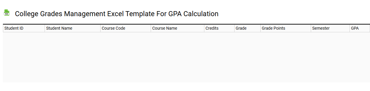 College grades management Excel template for GPA calculation