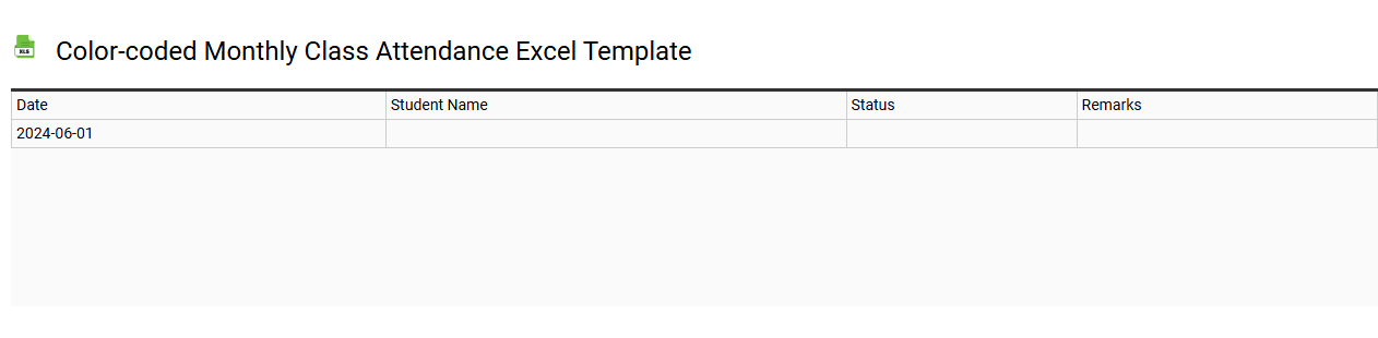 Color-coded monthly class attendance Excel template
