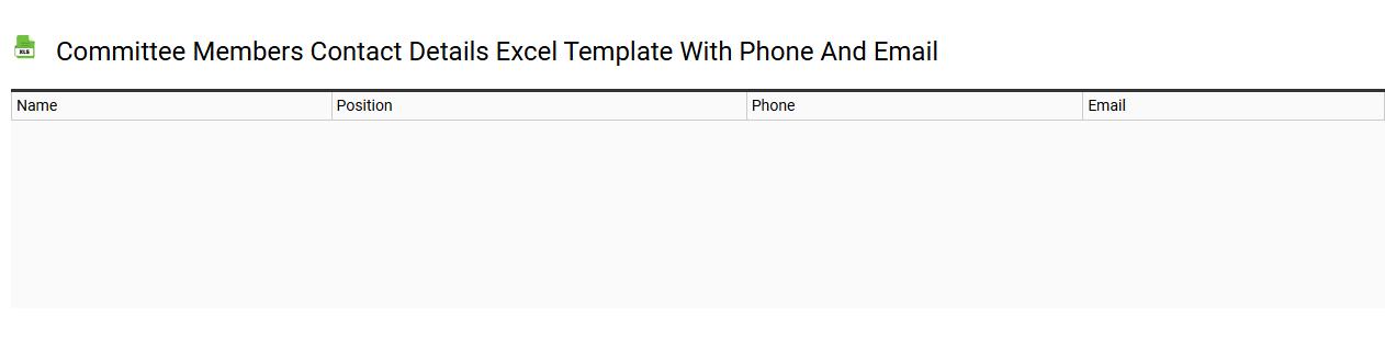 Committee members contact details Excel template with phone and email