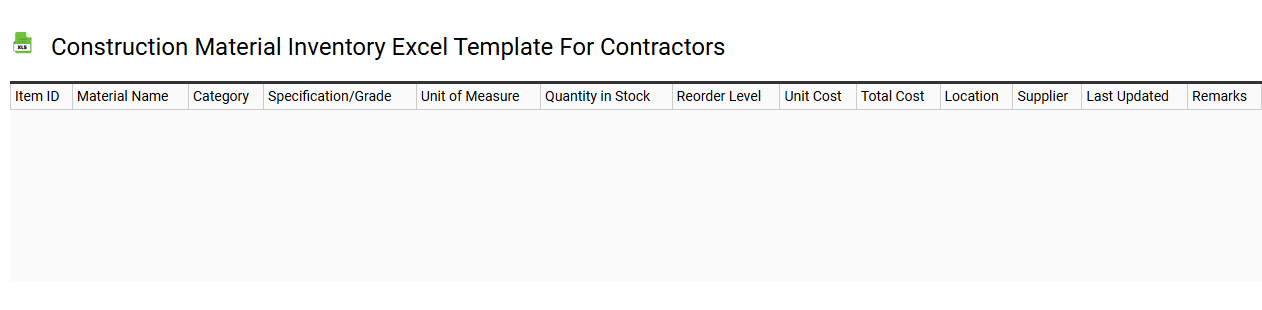 Construction material inventory Excel template for contractors