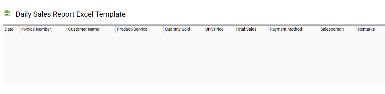Daily sales report Excel template