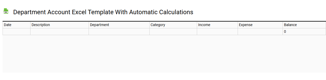 Department account Excel template with automatic calculations