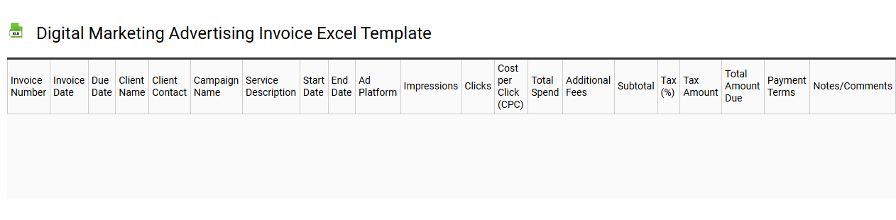 Digital marketing advertising invoice Excel template