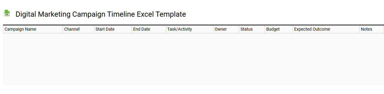 Digital marketing campaign timeline Excel template