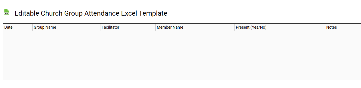 Editable church group attendance Excel template