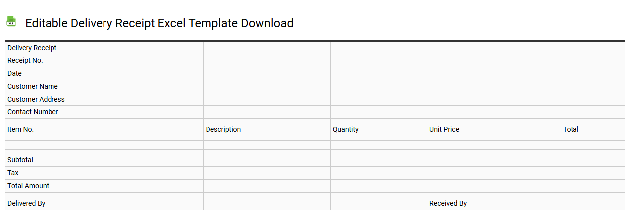Editable delivery receipt Excel template download