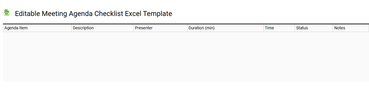 Editable meeting agenda checklist Excel template