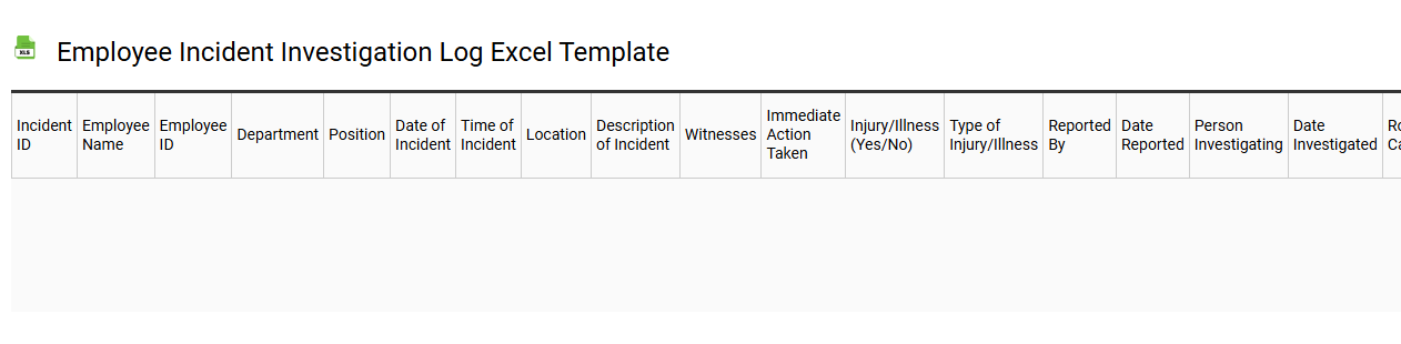 Employee incident investigation log Excel template