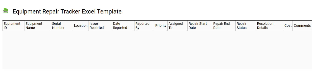 Equipment repair tracker Excel template