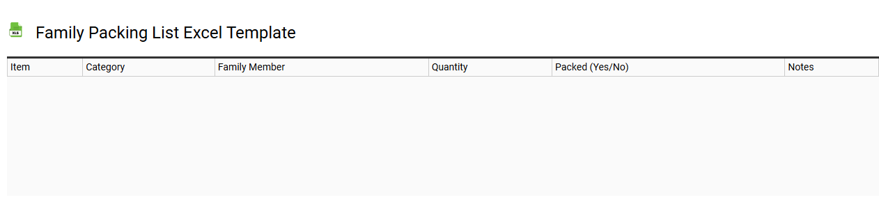 Family packing list Excel template