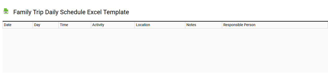 Family trip daily schedule Excel template