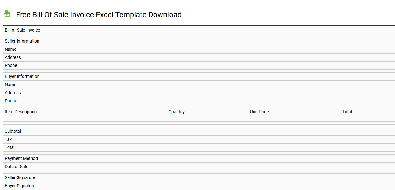 Free bill of sale invoice Excel template download