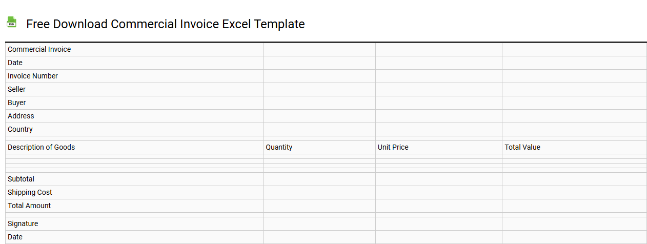 Free download commercial invoice Excel template