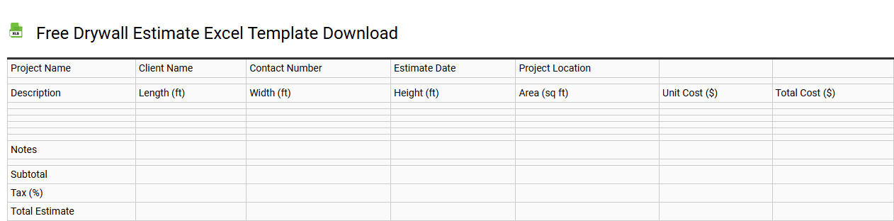 Free drywall estimate Excel template download