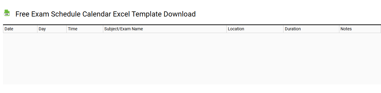 Free exam schedule calendar Excel template download