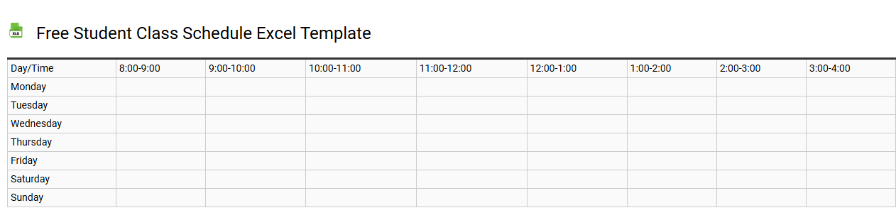 Free student class schedule Excel template
