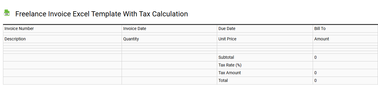 Freelance invoice Excel template with tax calculation