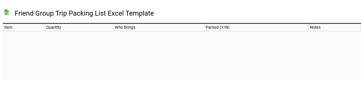 Friend group trip packing list Excel template