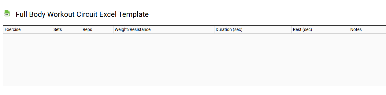 Full body workout circuit Excel template