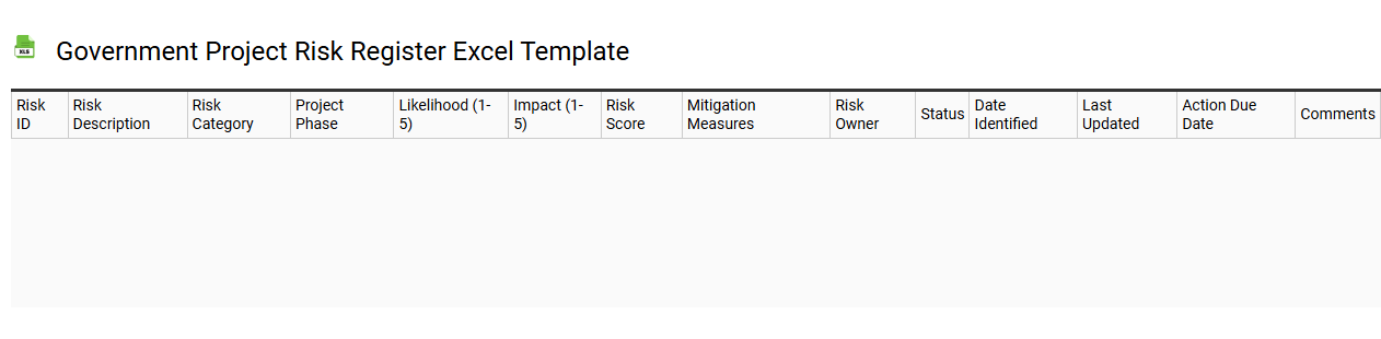 Government project risk register Excel template