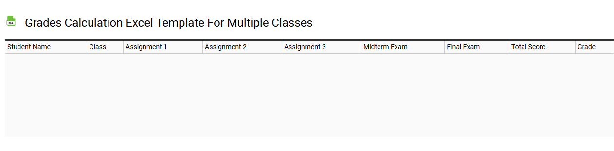 Grades calculation Excel template for multiple classes